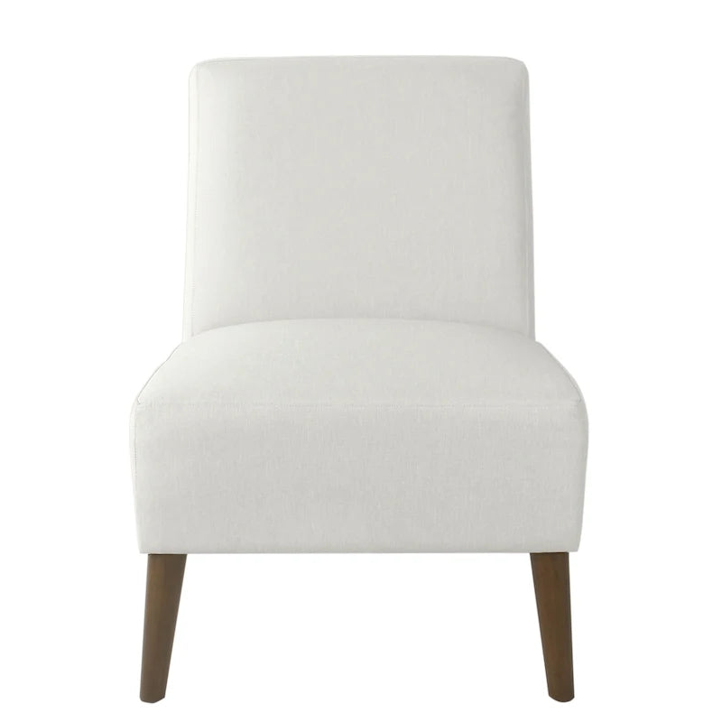 Fauteuil d'appoint sans accoudoirs, assise capitonnée à motif médaillon, pieds en noyer foncé, bleu-gris