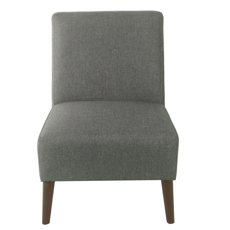 Fauteuil d'appoint sans accoudoirs, assise capitonnée à motif médaillon, pieds en noyer foncé, bleu-gris