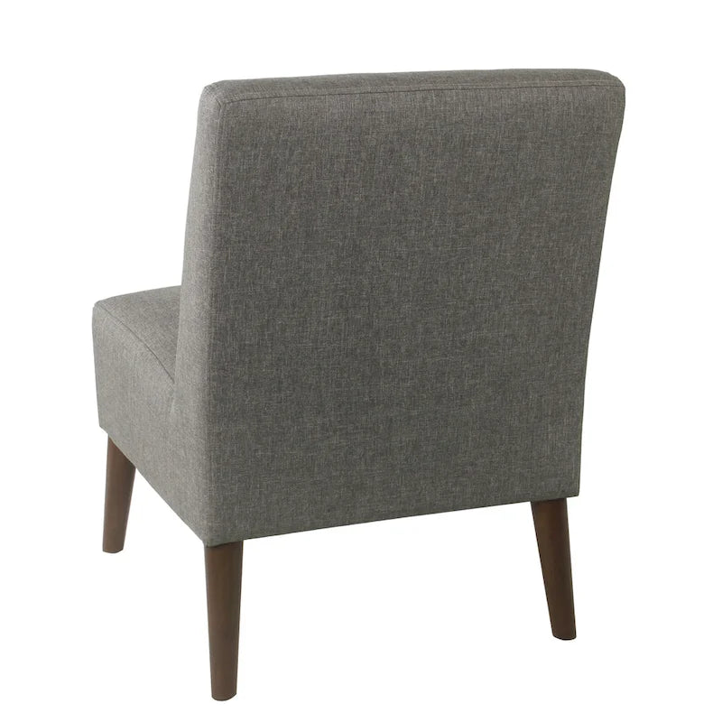 Fauteuil d'appoint sans accoudoirs, assise capitonnée à motif médaillon, pieds en noyer foncé, bleu-gris