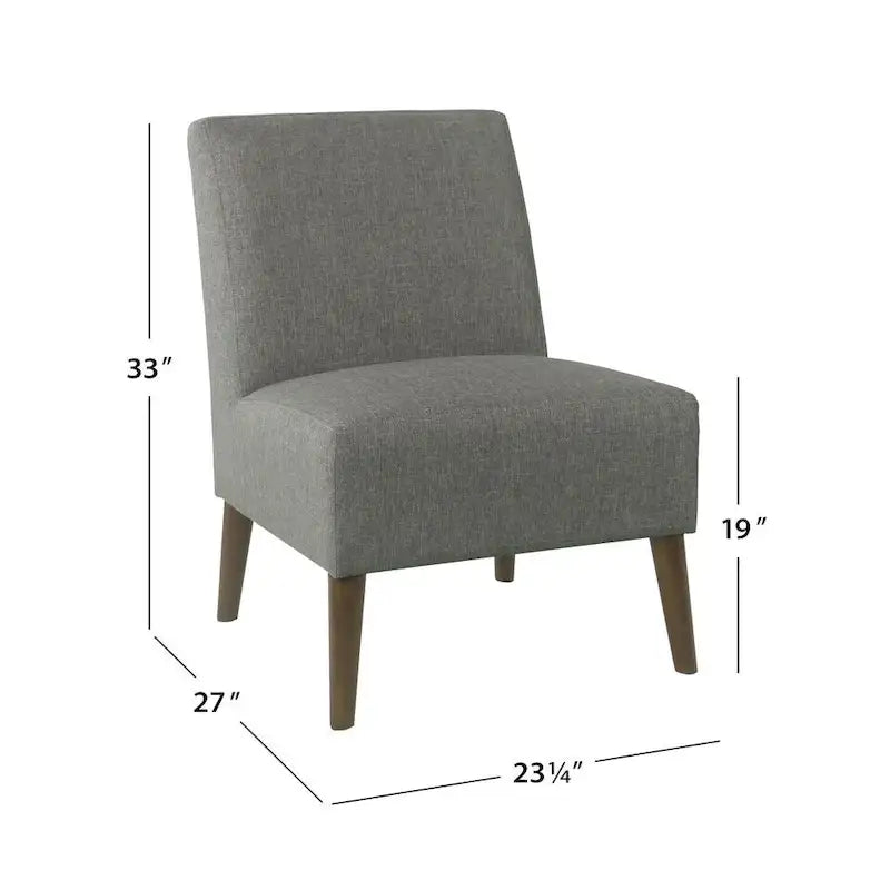 Fauteuil d'appoint sans accoudoirs, assise capitonnée à motif médaillon, pieds en noyer foncé, bleu-gris