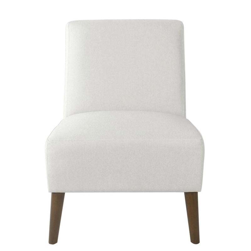 Fauteuil d'appoint sans accoudoirs, assise capitonnée à motif médaillon, pieds en noyer foncé, bleu-gris