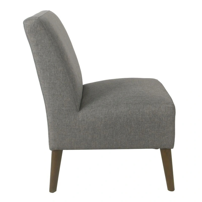 Fauteuil d'appoint sans accoudoirs, assise capitonnée à motif médaillon, pieds en noyer foncé, bleu-gris