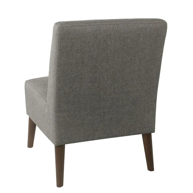Fauteuil d'appoint sans accoudoirs, assise capitonnée à motif médaillon, pieds en noyer foncé, bleu-gris