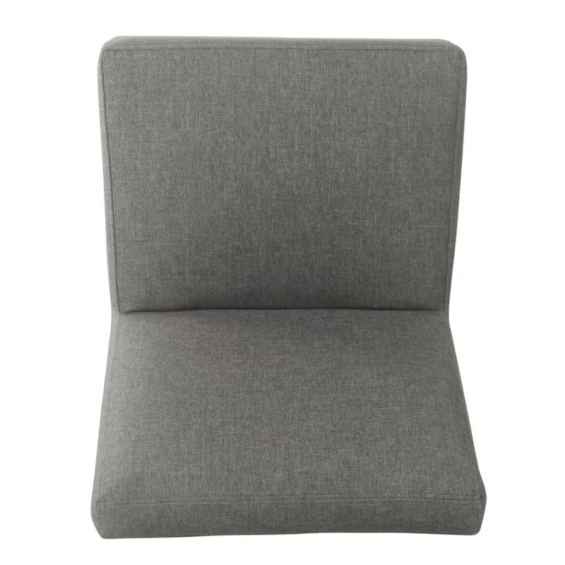 Fauteuil d'appoint sans accoudoirs, assise capitonnée à motif médaillon, pieds en noyer foncé, bleu-gris