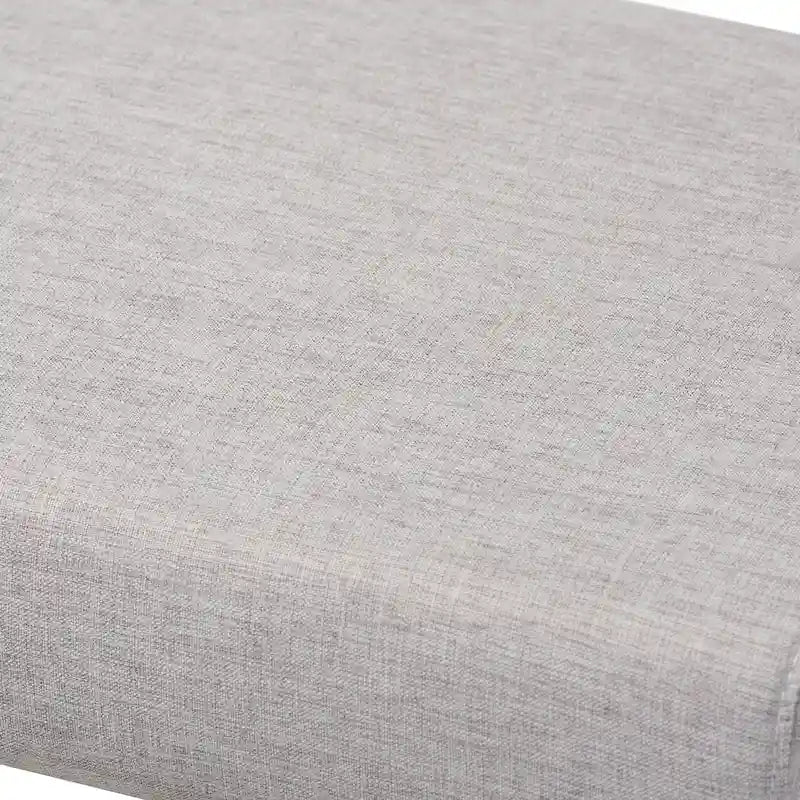 Banc rembourré style Mid-Century Modern avec pieds boomerang, beige grisâtre ou gris foncé