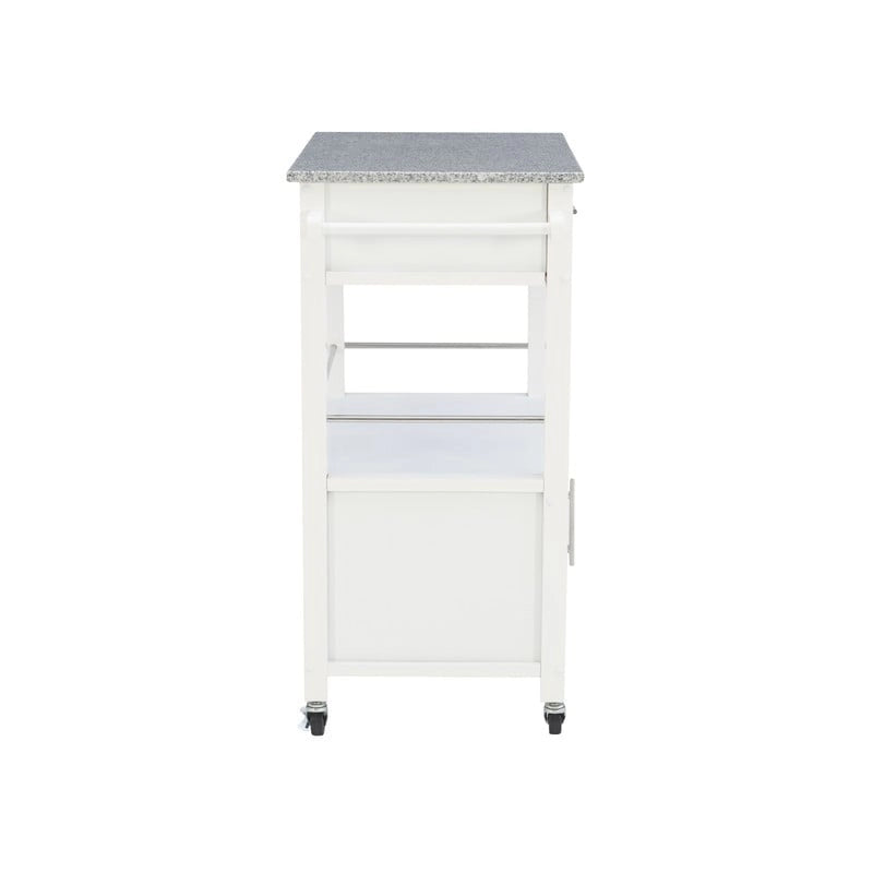Chariot de cuisine mobile roulant avec plateau en granit Fini blanc noir