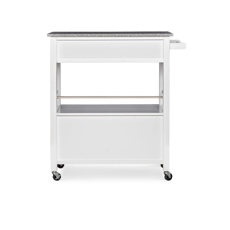 Chariot de cuisine mobile roulant avec plateau en granit Fini blanc noir