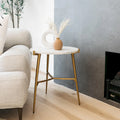 Table d'appoint ronde en marbre blanc avec base trépied dorée
