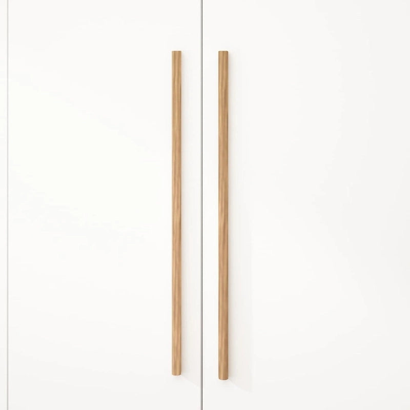 Armoire à 4 portes avec tringles et poignées dorées Blanches