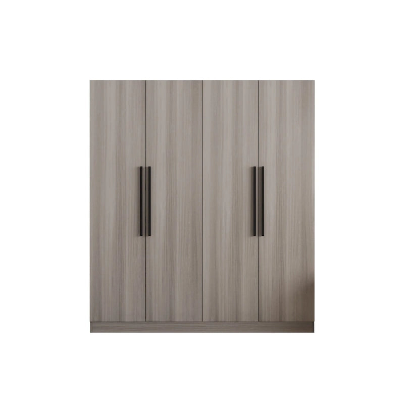 Armoire à 4 portes avec tringles et poignées dorées Blanches