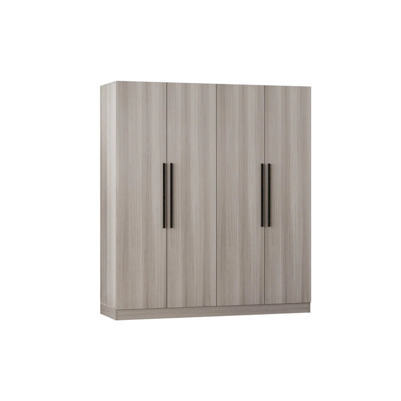 Armoire à 4 portes avec tringles et poignées dorées Blanches