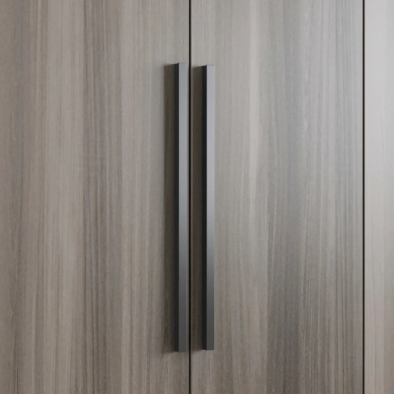 Armoire à 4 portes avec tringles et poignées dorées Blanches