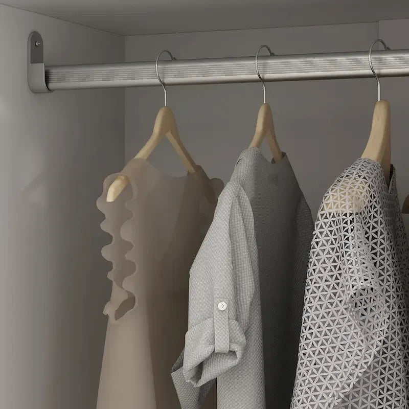 Armoire à 4 portes avec tringles et poignées dorées Blanches