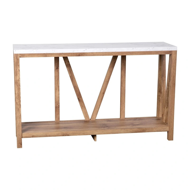 Console d'entrée à 2 niveaux avec étagère de rangement inférieure ouverte