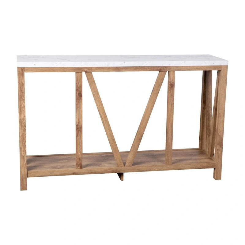 Console d'entrée à 2 niveaux avec étagère de rangement inférieure ouverte