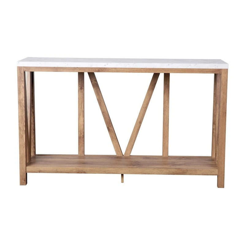 Console d'entrée à 2 niveaux avec étagère de rangement inférieure ouverte