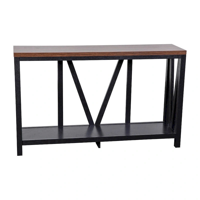 Console d'entrée à 2 niveaux avec étagère de rangement inférieure ouverte