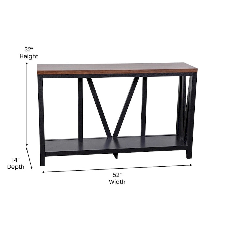 Console d'entrée à 2 niveaux avec étagère de rangement inférieure ouverte