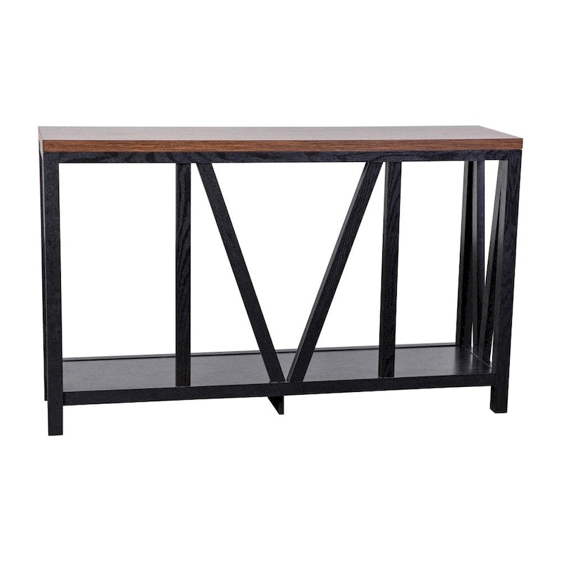 Console d'entrée à 2 niveaux avec étagère de rangement inférieure ouverte