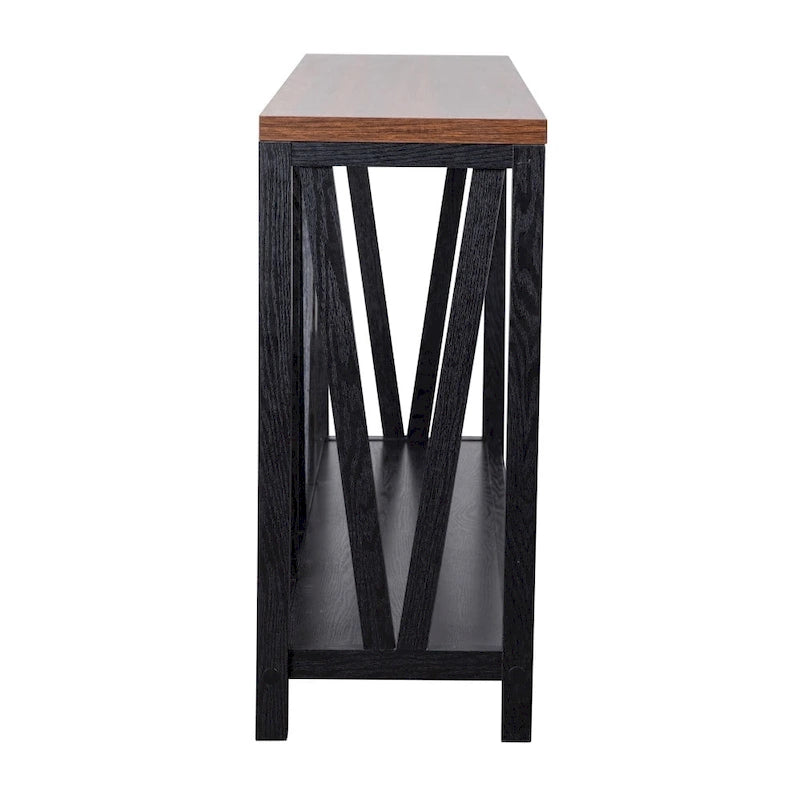 Console d'entrée à 2 niveaux avec étagère de rangement inférieure ouverte