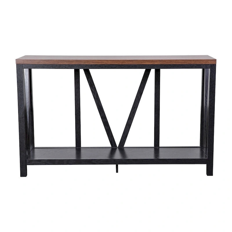 Console d'entrée à 2 niveaux avec étagère de rangement inférieure ouverte