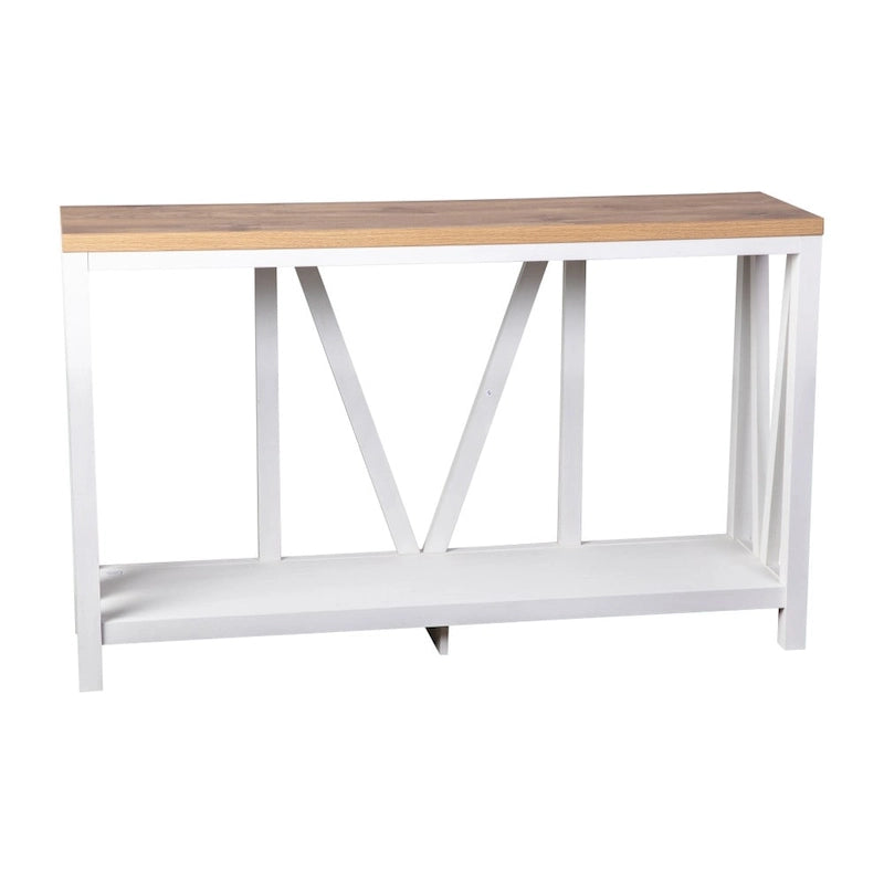 Console d'entrée à 2 niveaux avec étagère de rangement inférieure ouverte