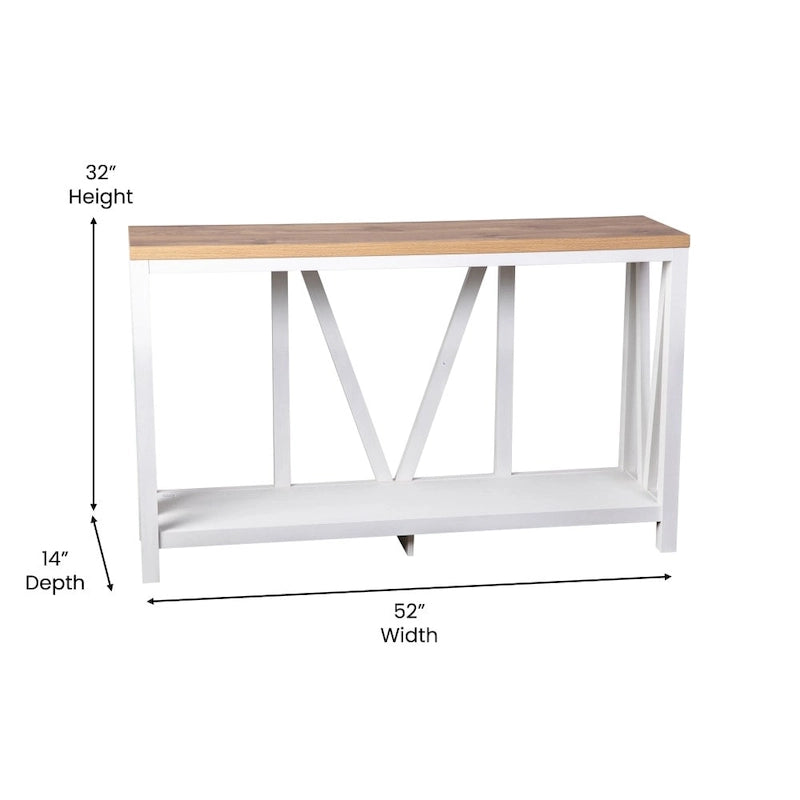 Console d'entrée à 2 niveaux avec étagère de rangement inférieure ouverte