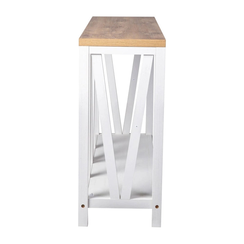 Console d'entrée à 2 niveaux avec étagère de rangement inférieure ouverte