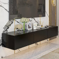 Meuble TV mural flottant avec lumières LED noir blanc laqué