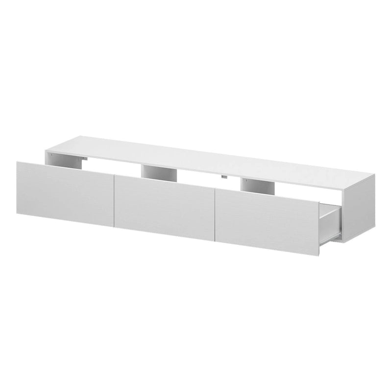 Meuble TV mural flottant avec lumières LED noir blanc laqué