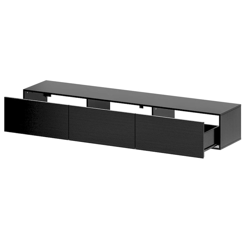 Meuble TV mural flottant avec lumières LED noir blanc laqué