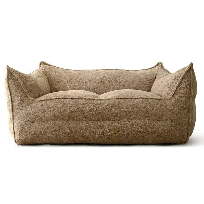 Fauteuil d'appoint en tissu bouclé, assise rembourrée en mousse, beige kaki