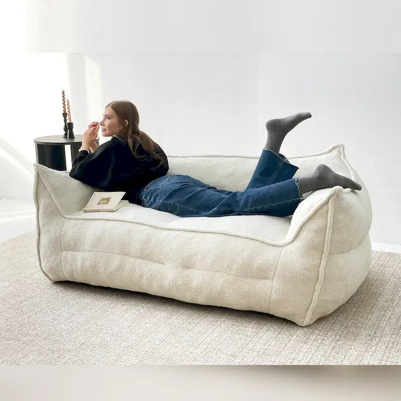 Fauteuil d'appoint en tissu bouclé, assise rembourrée en mousse, beige kaki