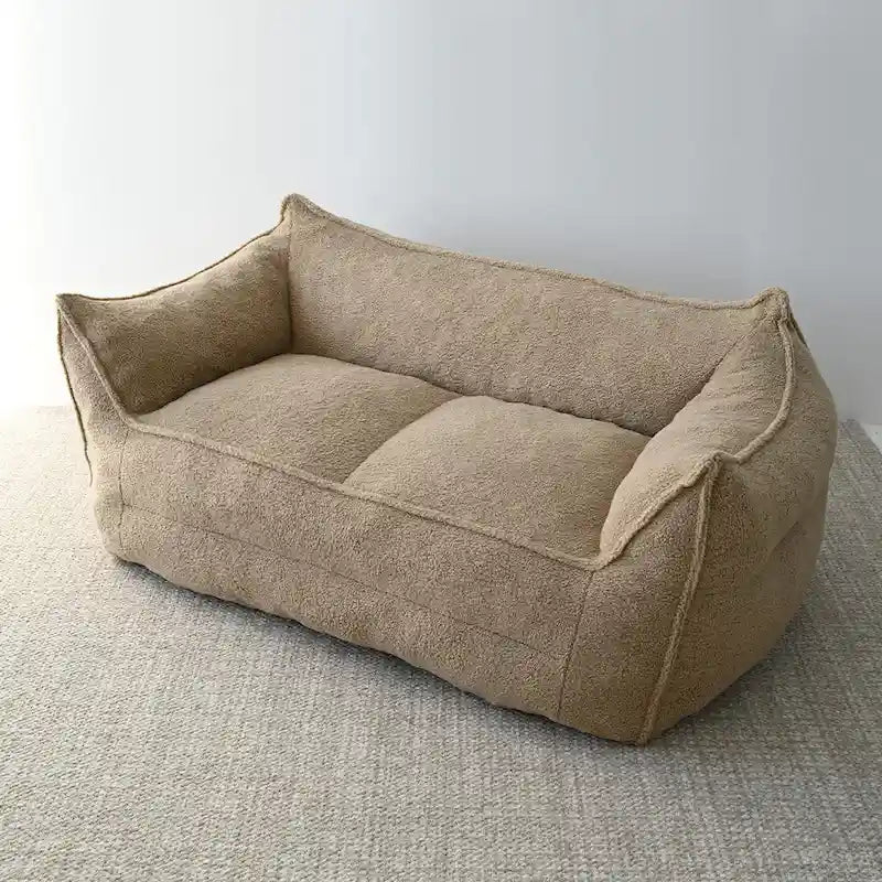 Fauteuil d'appoint en tissu bouclé, assise rembourrée en mousse, beige kaki