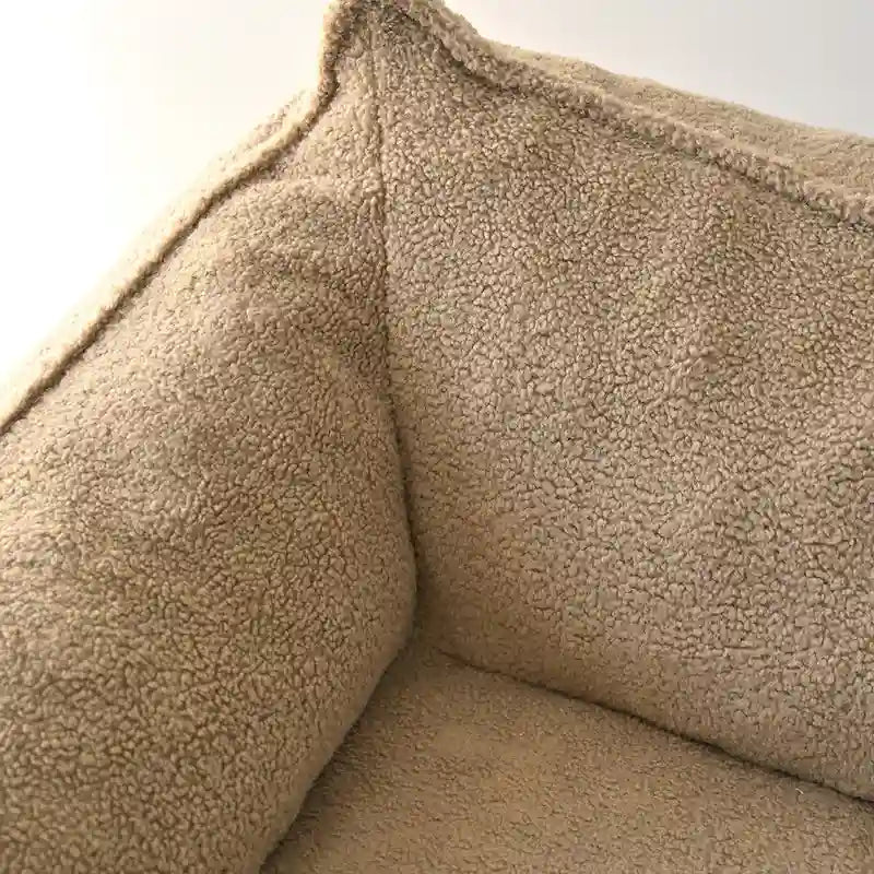 Fauteuil d'appoint en tissu bouclé, assise rembourrée en mousse, beige kaki