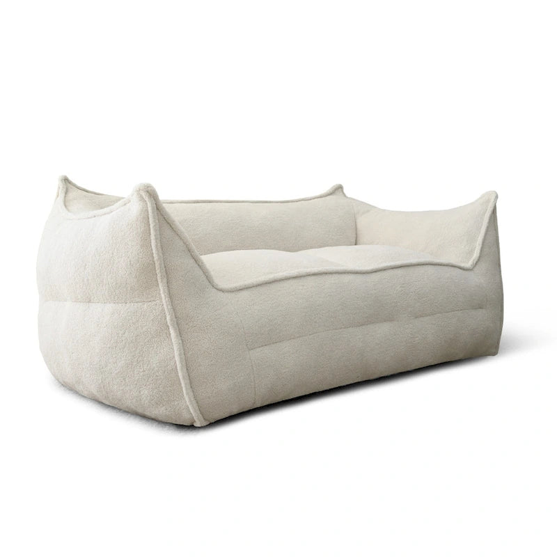 Fauteuil d'appoint en tissu bouclé, assise rembourrée en mousse, beige kaki