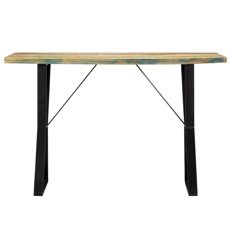 Table à manger industrielle en bois massif recyclé avec pieds en fer thermolaqué