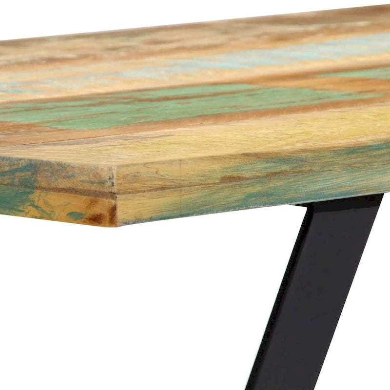 Table à manger industrielle en bois massif recyclé avec pieds en fer thermolaqué