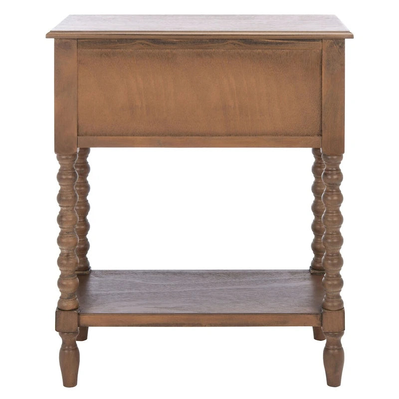 Console de style campagnard à 3 tiroirs avec étagère ouverte, marron/blanc/noir