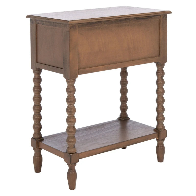 Console de style campagnard à 3 tiroirs avec étagère ouverte, marron/blanc/noir