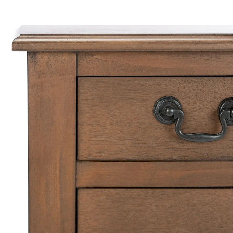 Console de style campagnard à 3 tiroirs avec étagère ouverte, marron/blanc/noir