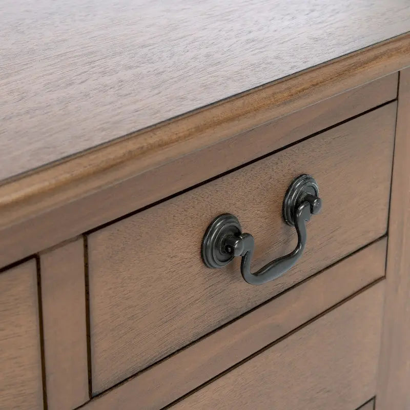 Console de style campagnard à 3 tiroirs avec étagère ouverte, marron/blanc/noir