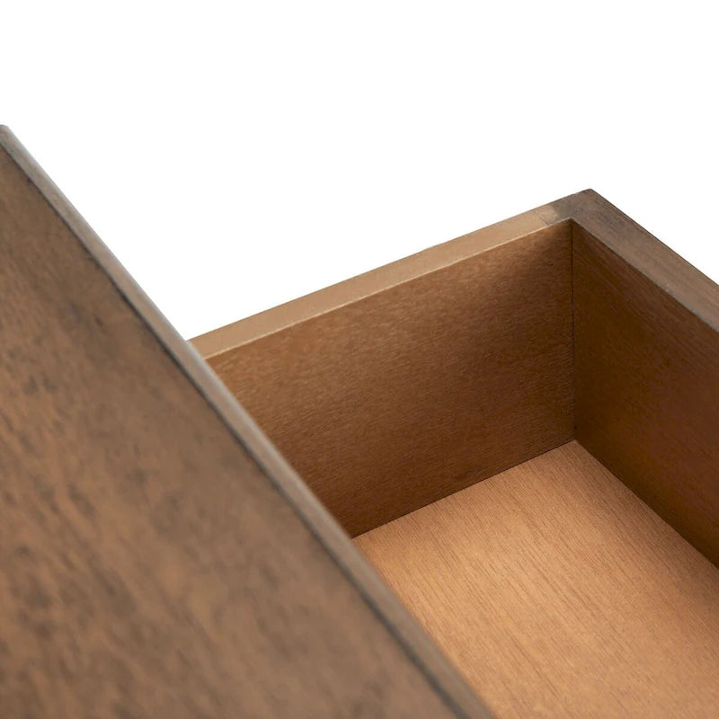 Console de style campagnard à 3 tiroirs avec étagère ouverte, marron/blanc/noir