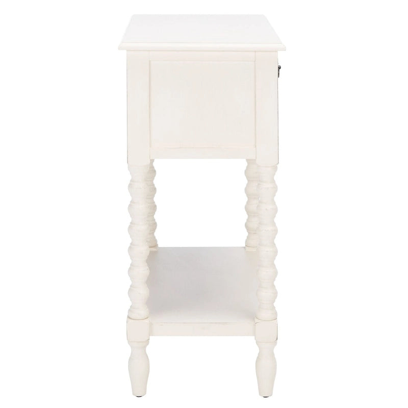 Console de style campagnard à 3 tiroirs avec étagère ouverte, marron/blanc/noir