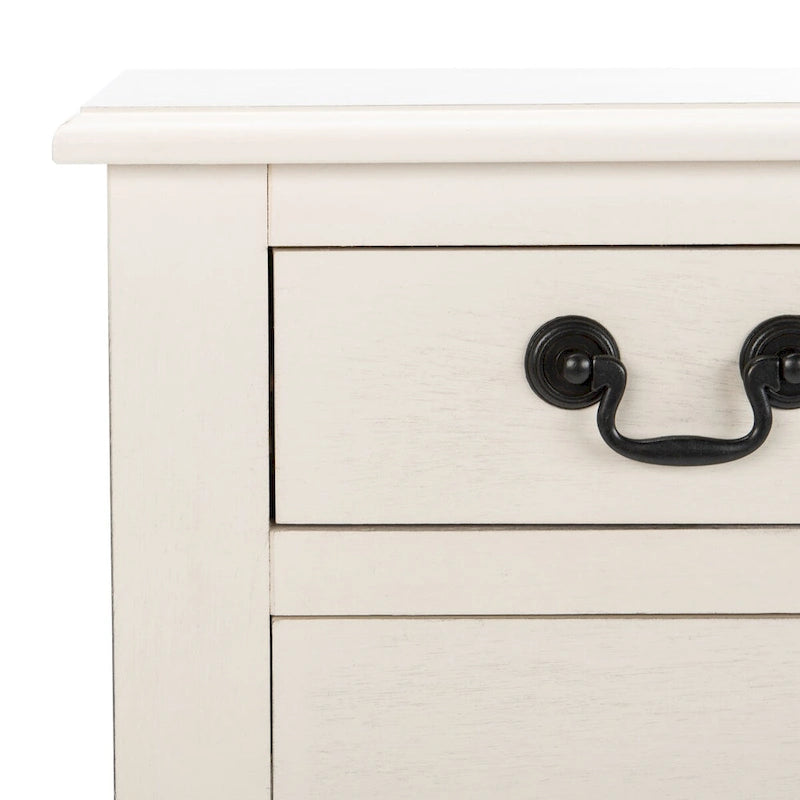 Console de style campagnard à 3 tiroirs avec étagère ouverte, marron/blanc/noir