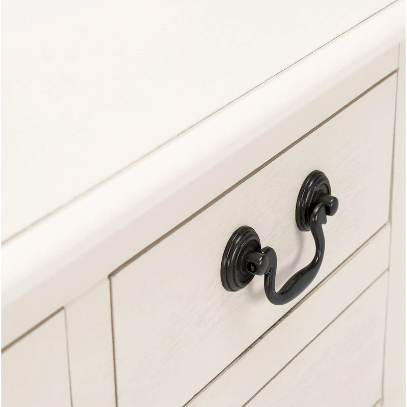 Console de style campagnard à 3 tiroirs avec étagère ouverte, marron/blanc/noir