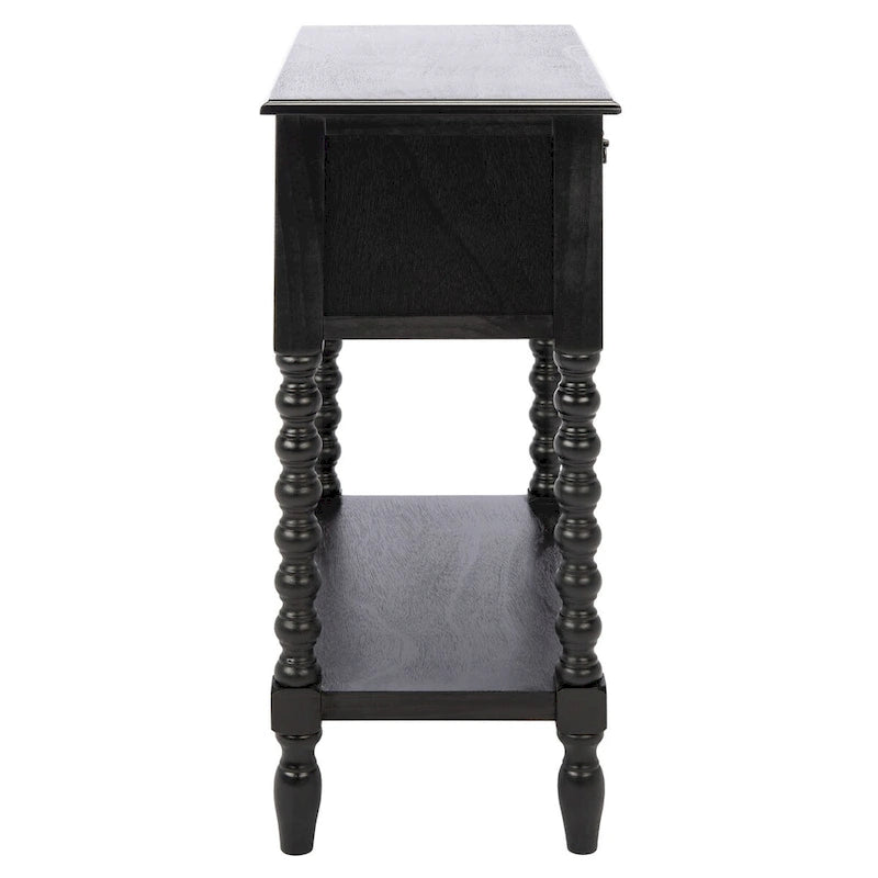 Console de style campagnard à 3 tiroirs avec étagère ouverte, marron/blanc/noir