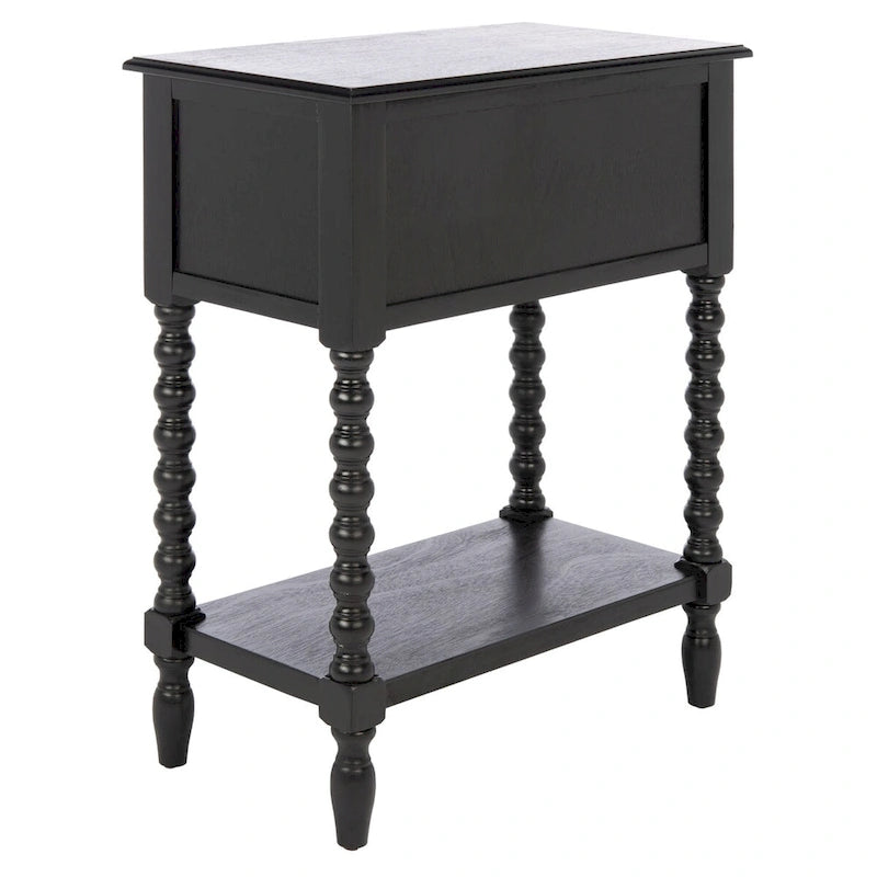 Console de style campagnard à 3 tiroirs avec étagère ouverte, marron/blanc/noir