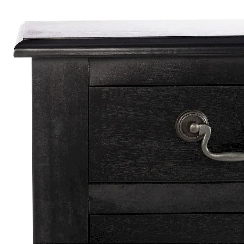 Console de style campagnard à 3 tiroirs avec étagère ouverte, marron/blanc/noir