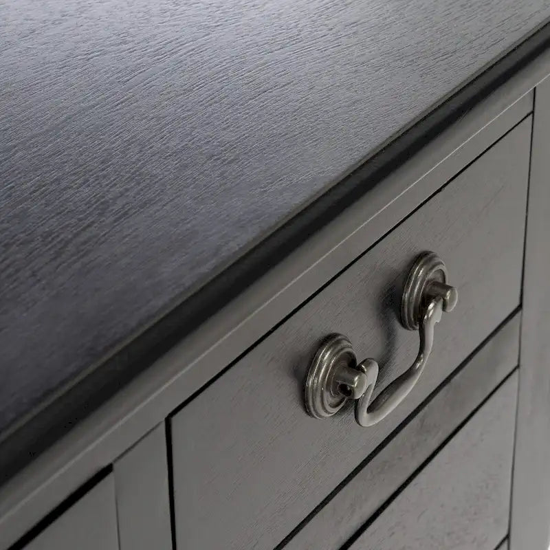 Console de style campagnard à 3 tiroirs avec étagère ouverte, marron/blanc/noir
